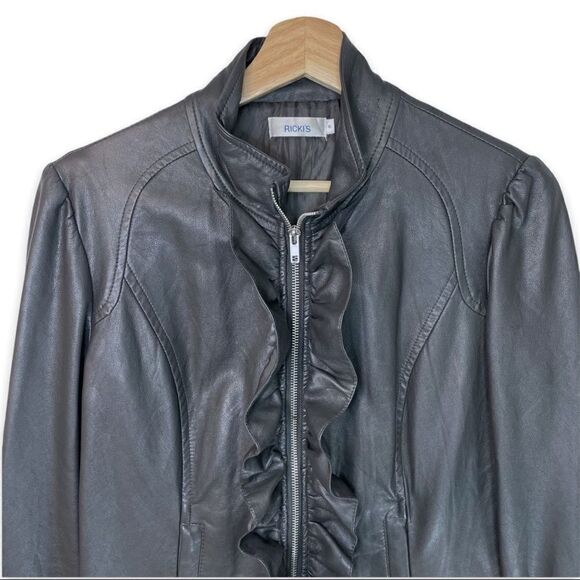 Ricki’s Ruffle Detail Vegan Leather Jacket - Picture 2 of 8